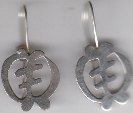 Sterling Silver "Gye Nyame" Earrings Long Loop Mount
