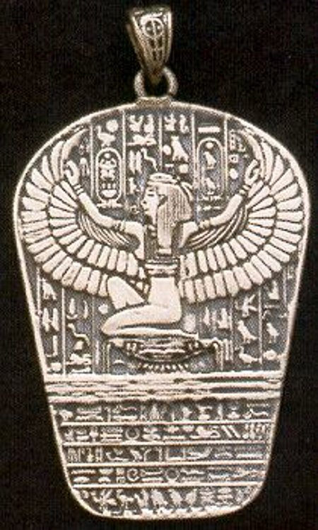 Egyptian Silver Isis & Hieroglyphs Pendant