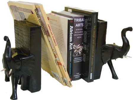 Ebony Elephant Bookends - 5-8"
