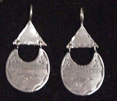 Crescent Tuareg Silver Earrings