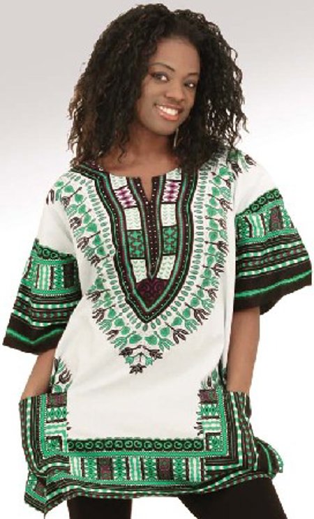 Traditional Dashiki White & Green