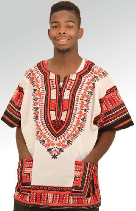 Traditional Dashiki White & Red