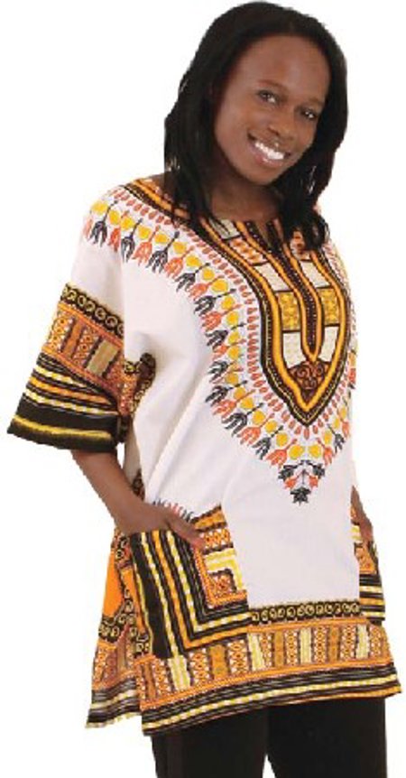 Traditional Dashiki White & Yellow