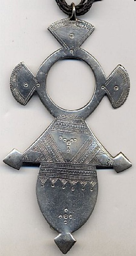 Tuareg Silver Metal Cross Pendant Large