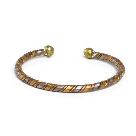 Tri Color Brass and Copper Bracelet