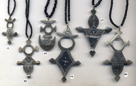 Tuareg Silver Metal Cross Pendant Necklace