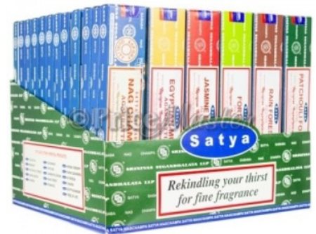 SATYA INCENSE 72pc DISPLAY 15GM 12PK/BX Counter Display
