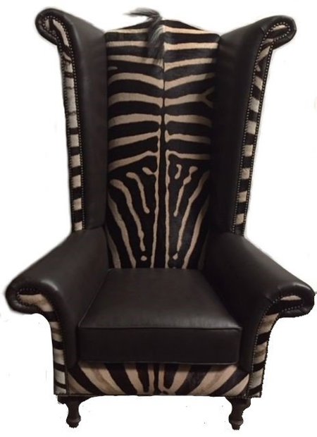Burchell Zebra Hide Wingback Chair