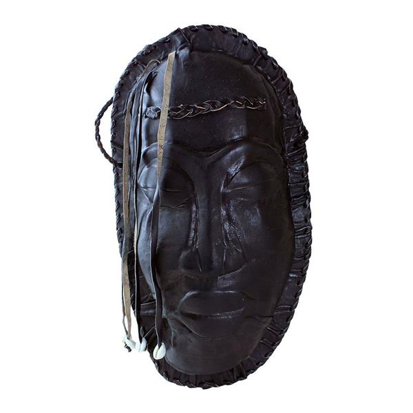 Black Leather Purse - Mask Design