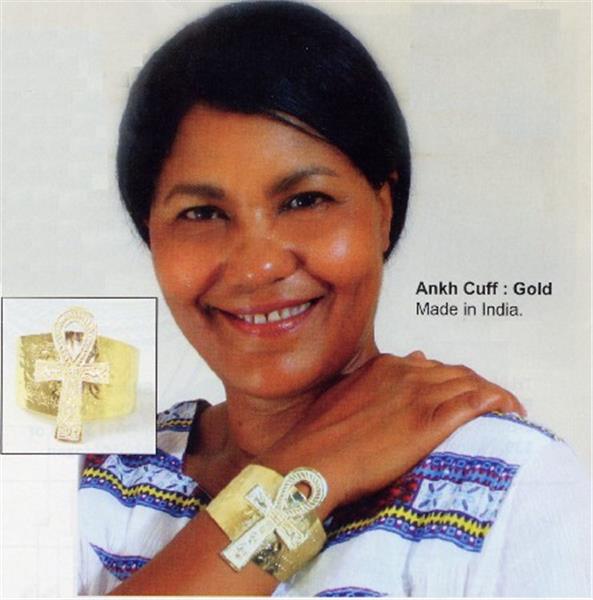Ankh Pendant on Gold Cuff