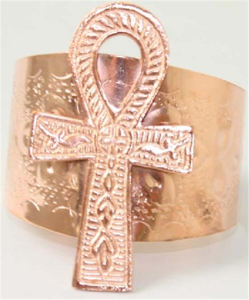 Ankh Pendant on Brass Cuff
